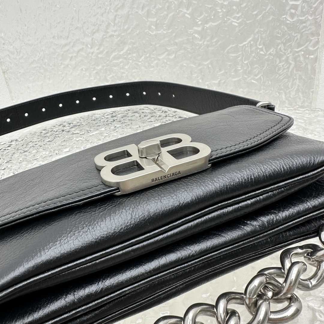 Balenciaga BB Soft Small Flap Bag In Black - FashionPlug