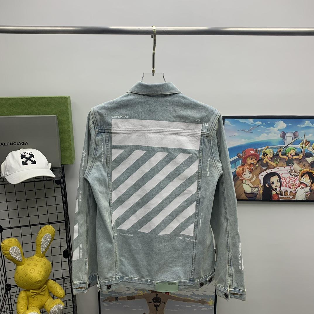 Off-White Denim Oversized Denim Temperature Jacket - FashionPlug