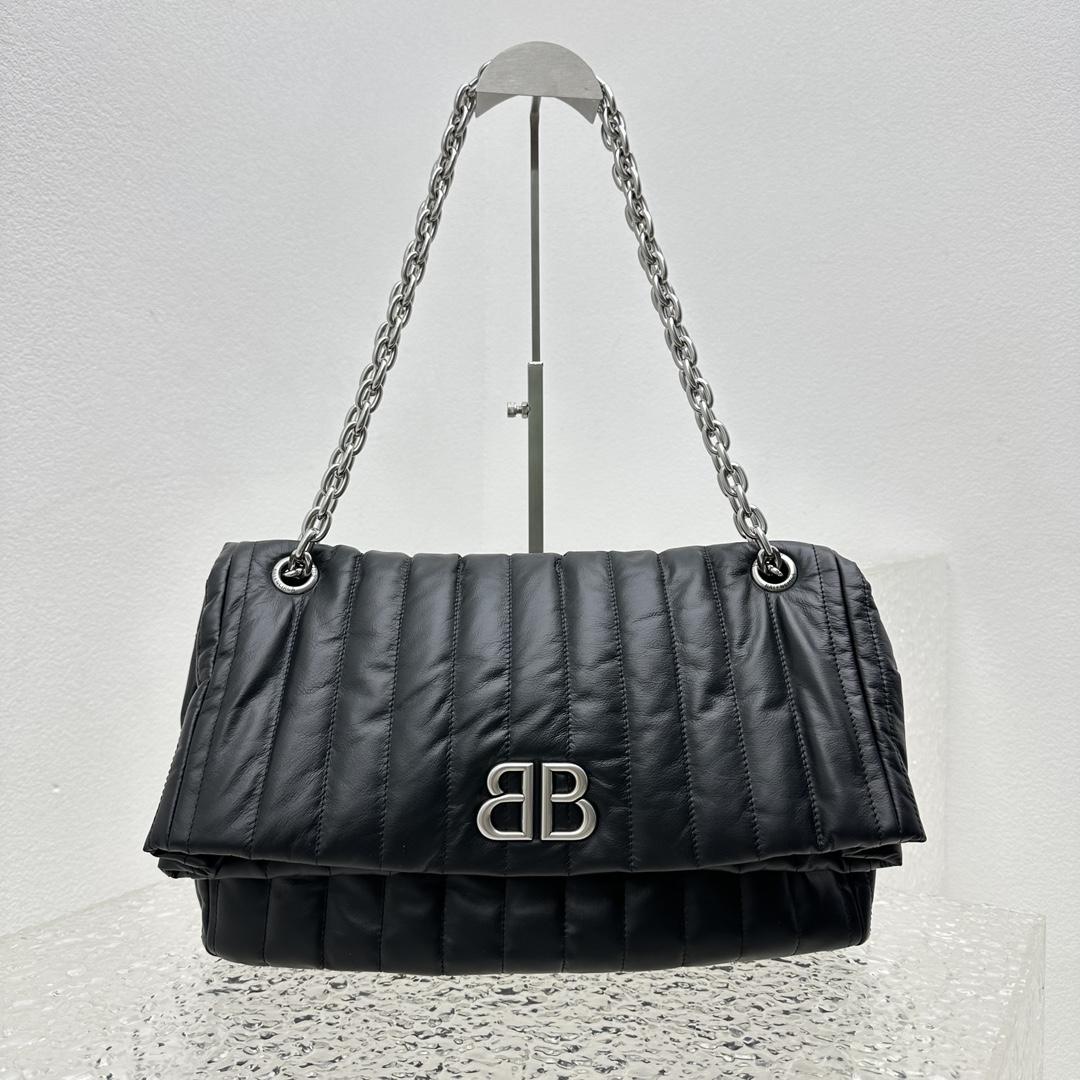 Balenciaga Monaco Large Chain Bag In Black (43.5x32x13cm) - FashionPlug