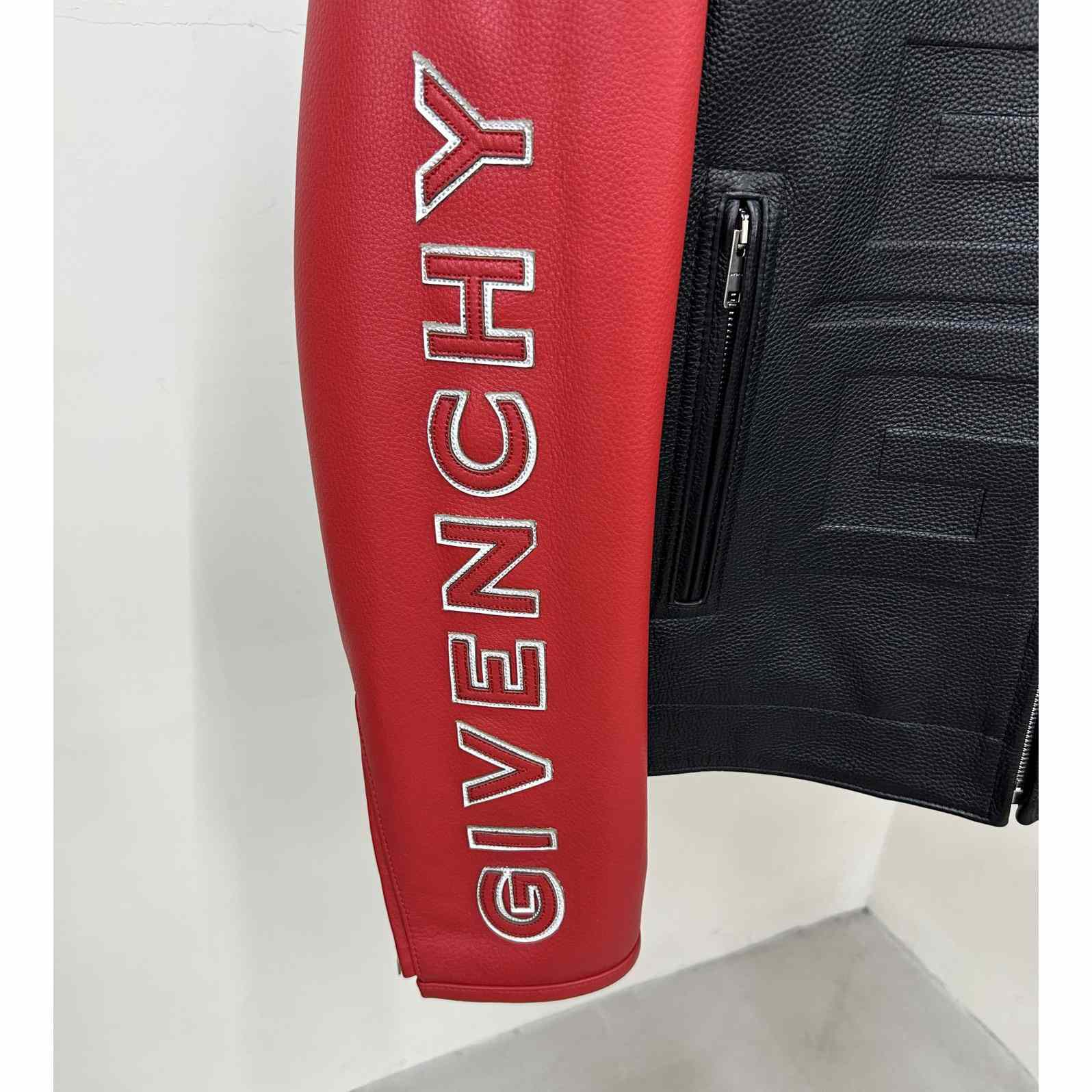 Givenchy Red 4g Motif Biker Jacket - FashionPlug