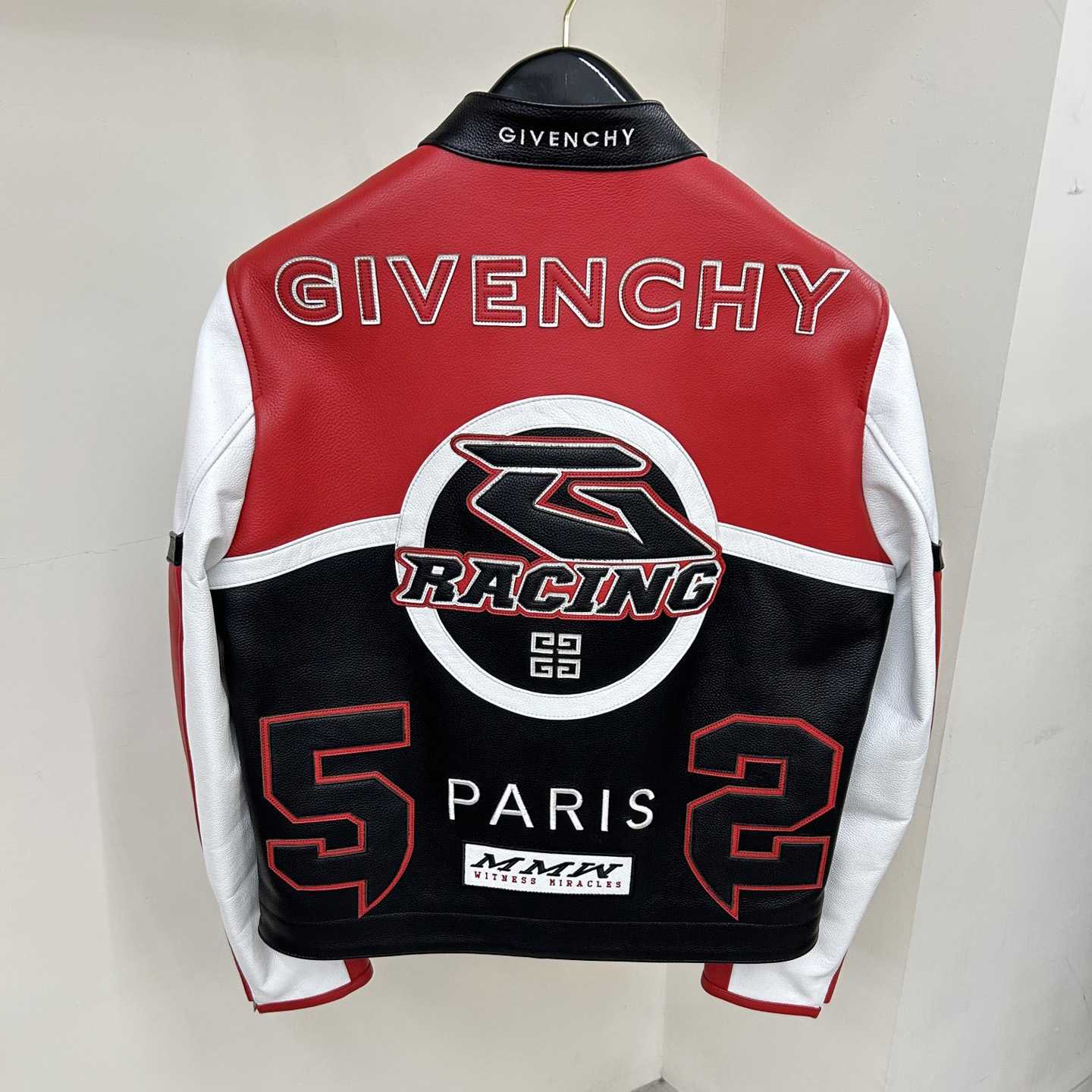 Givenchy Red 4g Motif Biker Jacket - FashionPlug