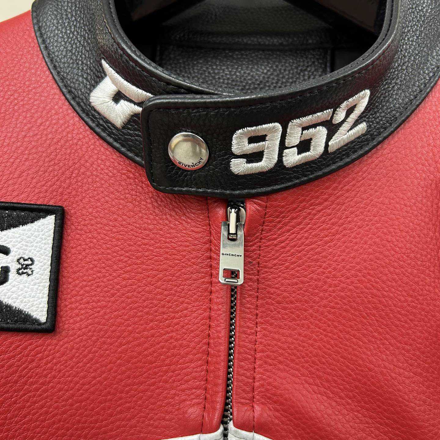 Givenchy Red 4g Motif Biker Jacket - FashionPlug
