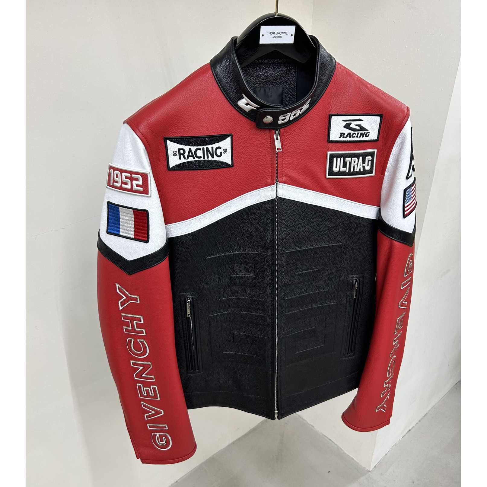 Givenchy Red 4g Motif Biker Jacket - FashionPlug