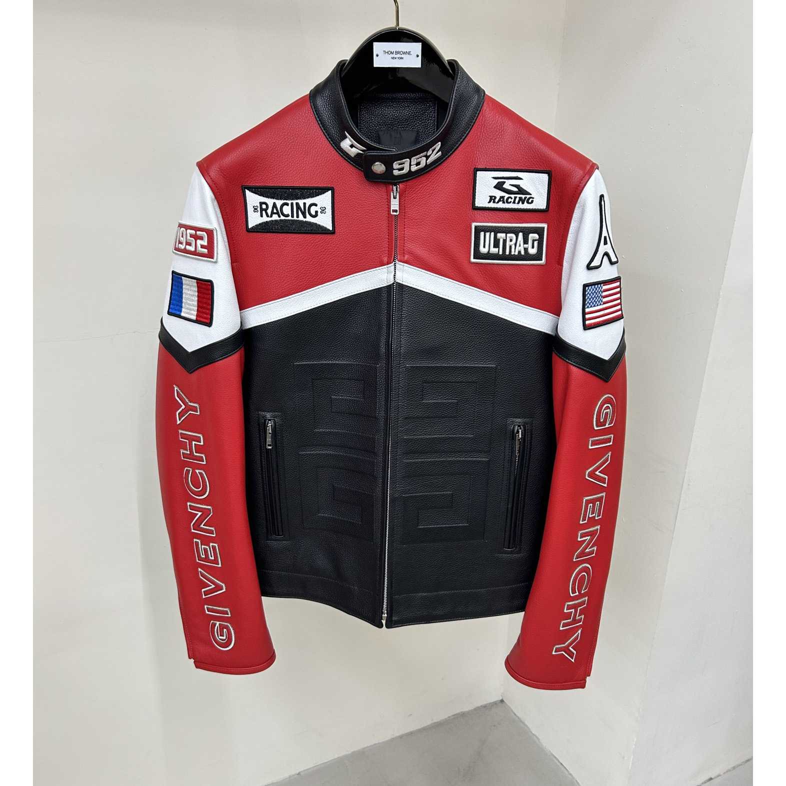 Givenchy Red 4g Motif Biker Jacket - FashionPlug