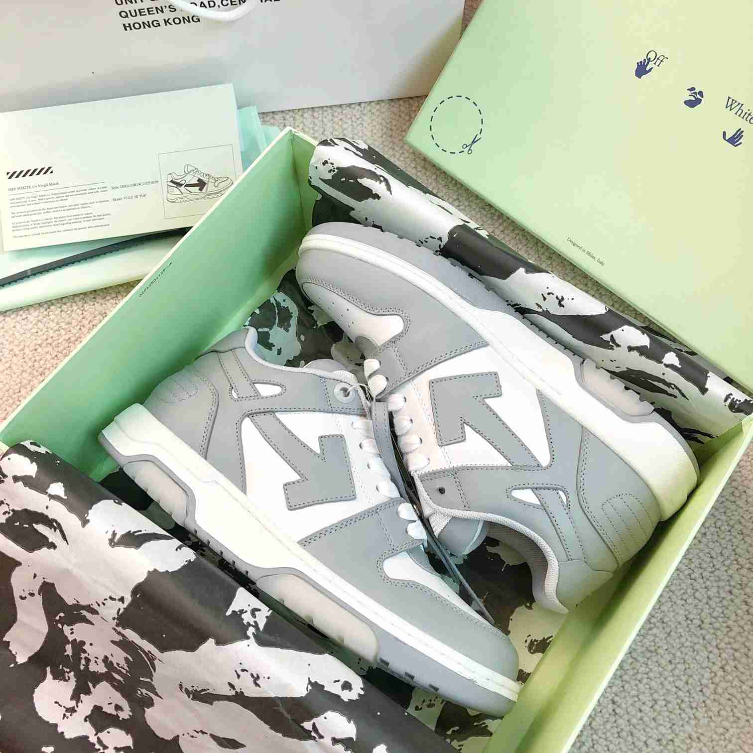 Off White Out Of Office Leather Sneakers - FashionPlug