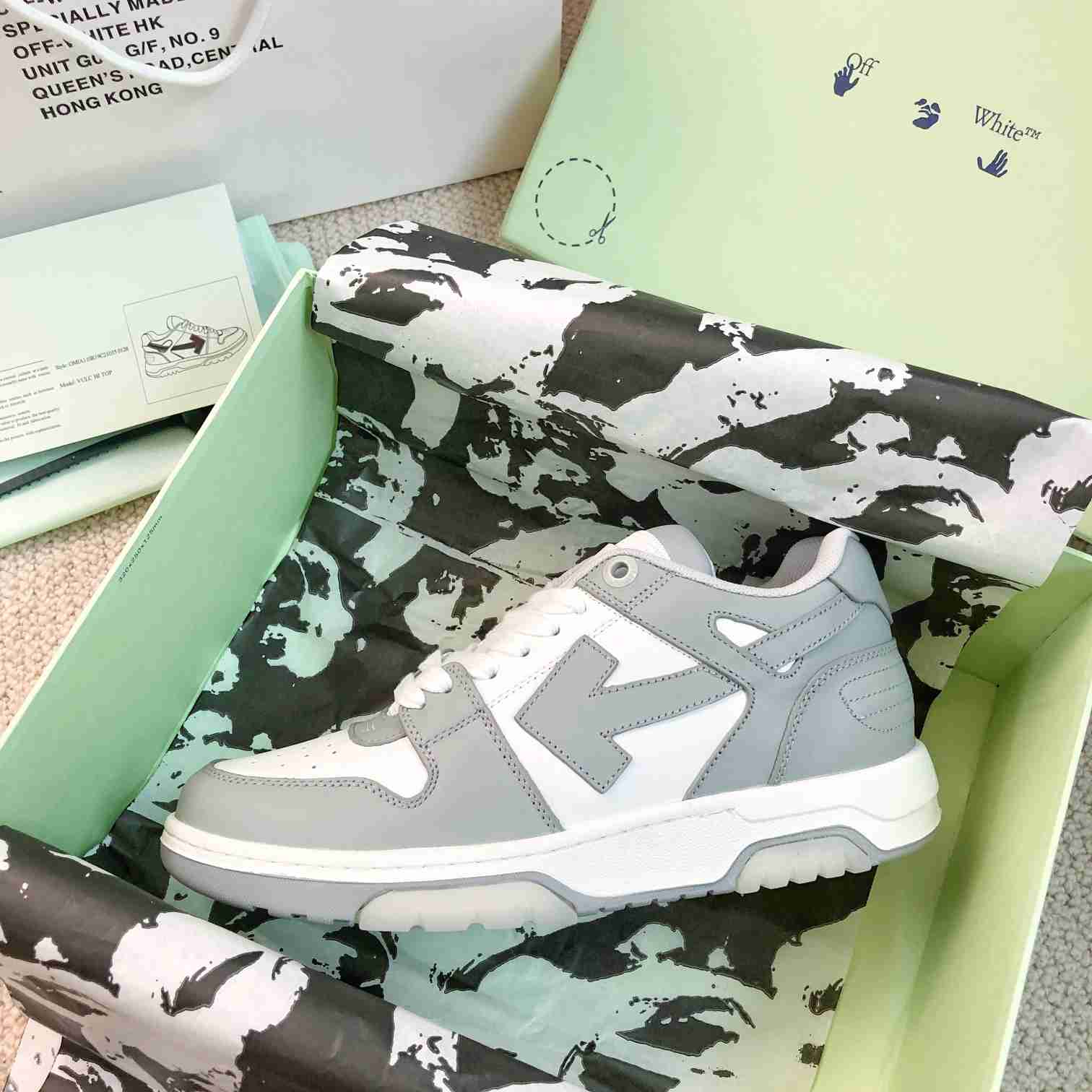 Off White Out Of Office Leather Sneakers - FashionPlug