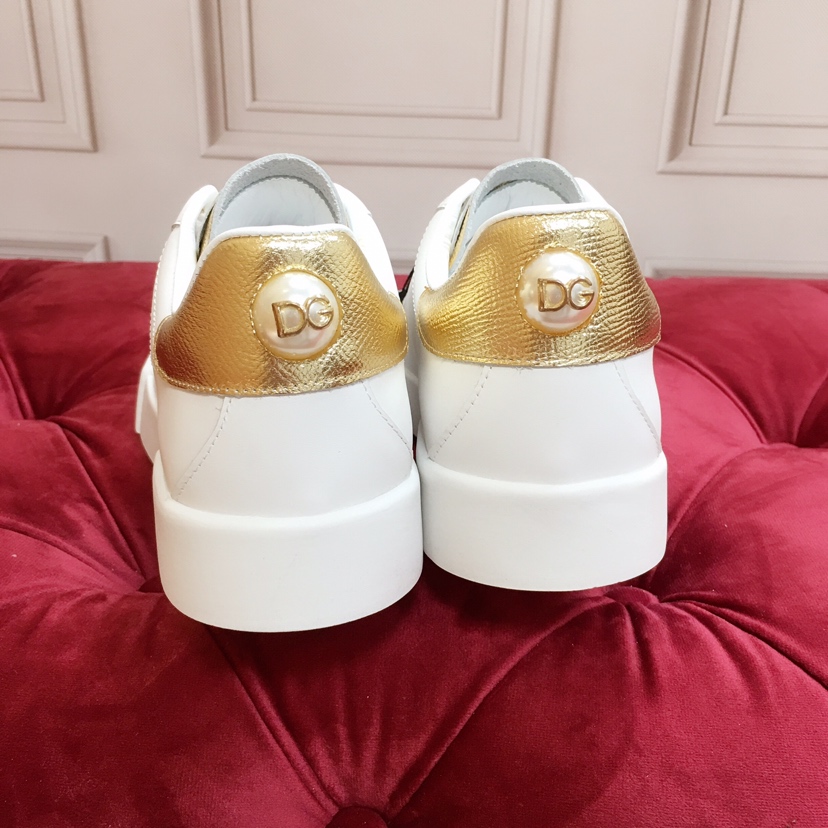 Dolce & Gabbana White Portofino Trainers With Pearl - FashionPlug
