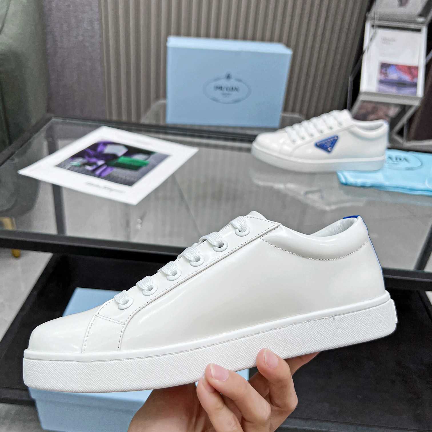 Prada Brushed Leather Low-top Sneakers - FashionPlug