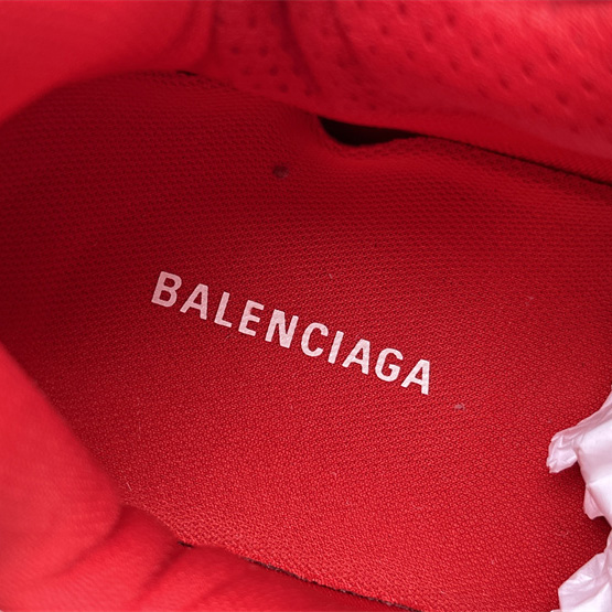 Balenciaga Runner Sneaker In White And Red Mesh And Nylon - FashionPlug