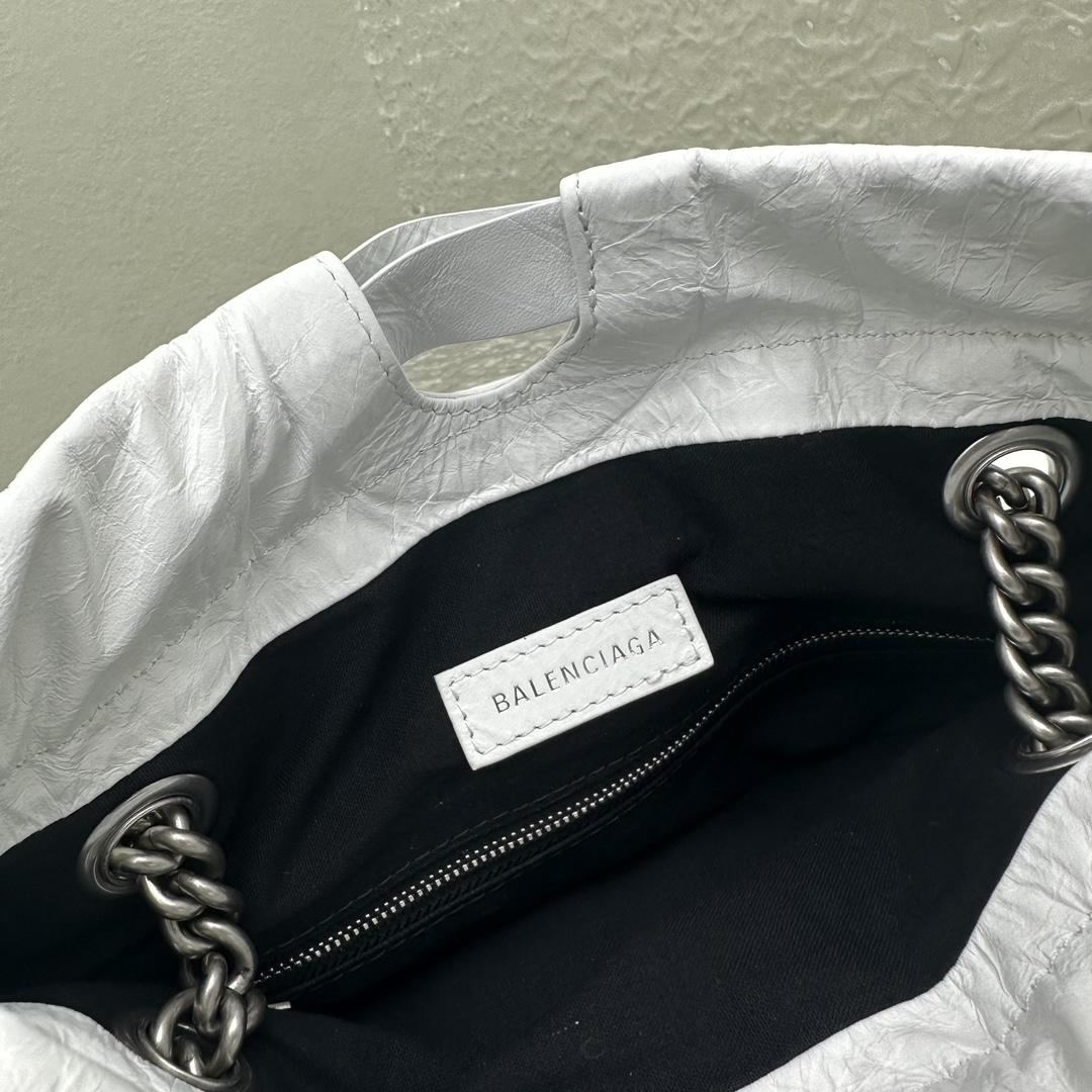Balenciaga Crush Small Tote Bag In White(27X10X32CM) - FashionPlug