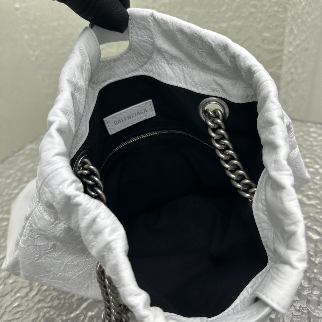 Balenciaga Crush Small Tote Bag In White(27X10X32CM) - FashionPlug