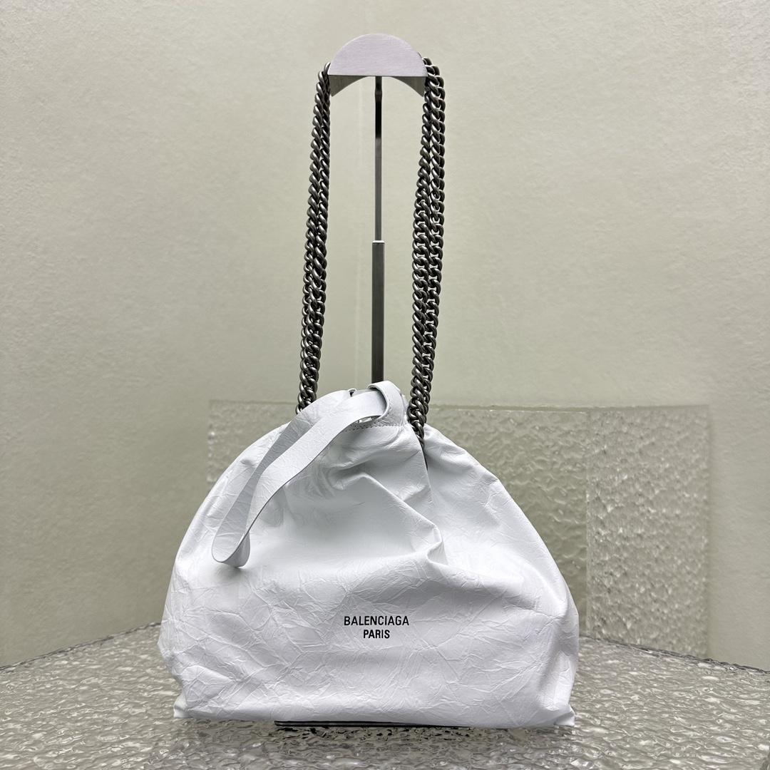 Balenciaga Crush Small Tote Bag In White(27X10X32CM) - FashionPlug