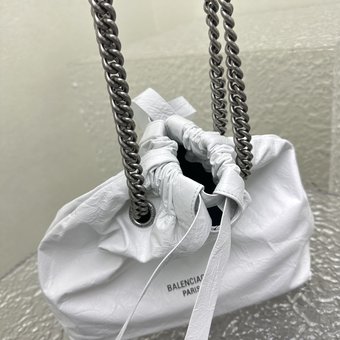 Balenciaga Crush Small Tote Bag In White(27X10X32CM) - FashionPlug