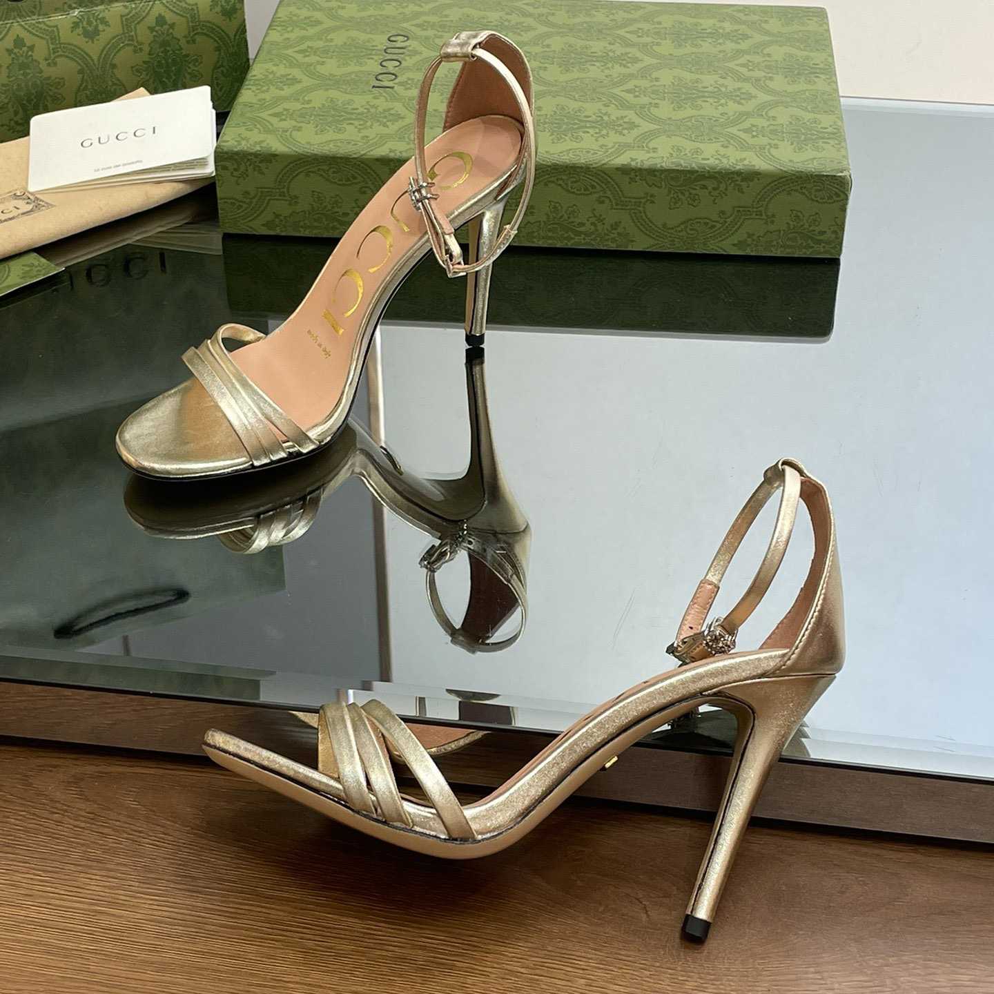 Gucci Women's Heeled Metallic Sandal - FashionPlug