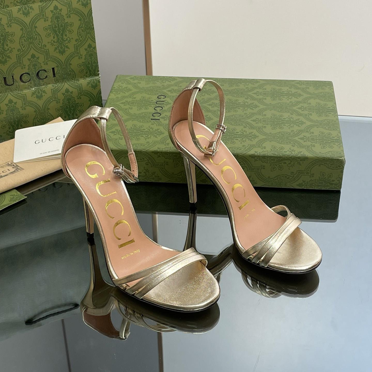 Gucci Women's Heeled Metallic Sandal - FashionPlug
