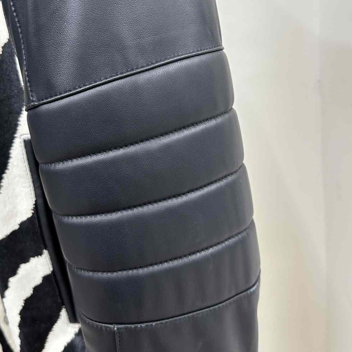 Balmain Zebra Pattern Leather Bomber Jacket - FashionPlug
