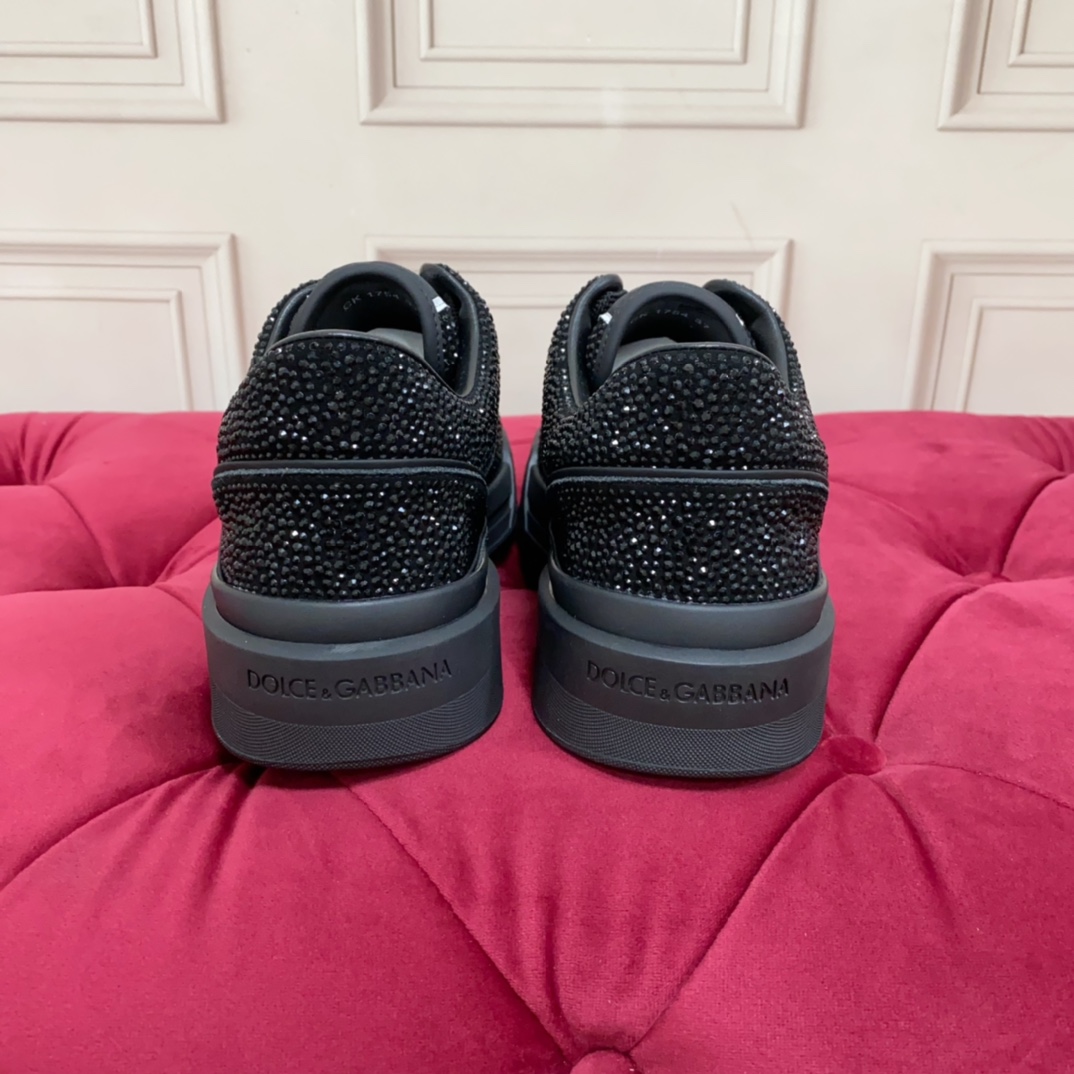 Dolce & Gabbana Crystal-embellished Leather Sneakers - FashionPlug