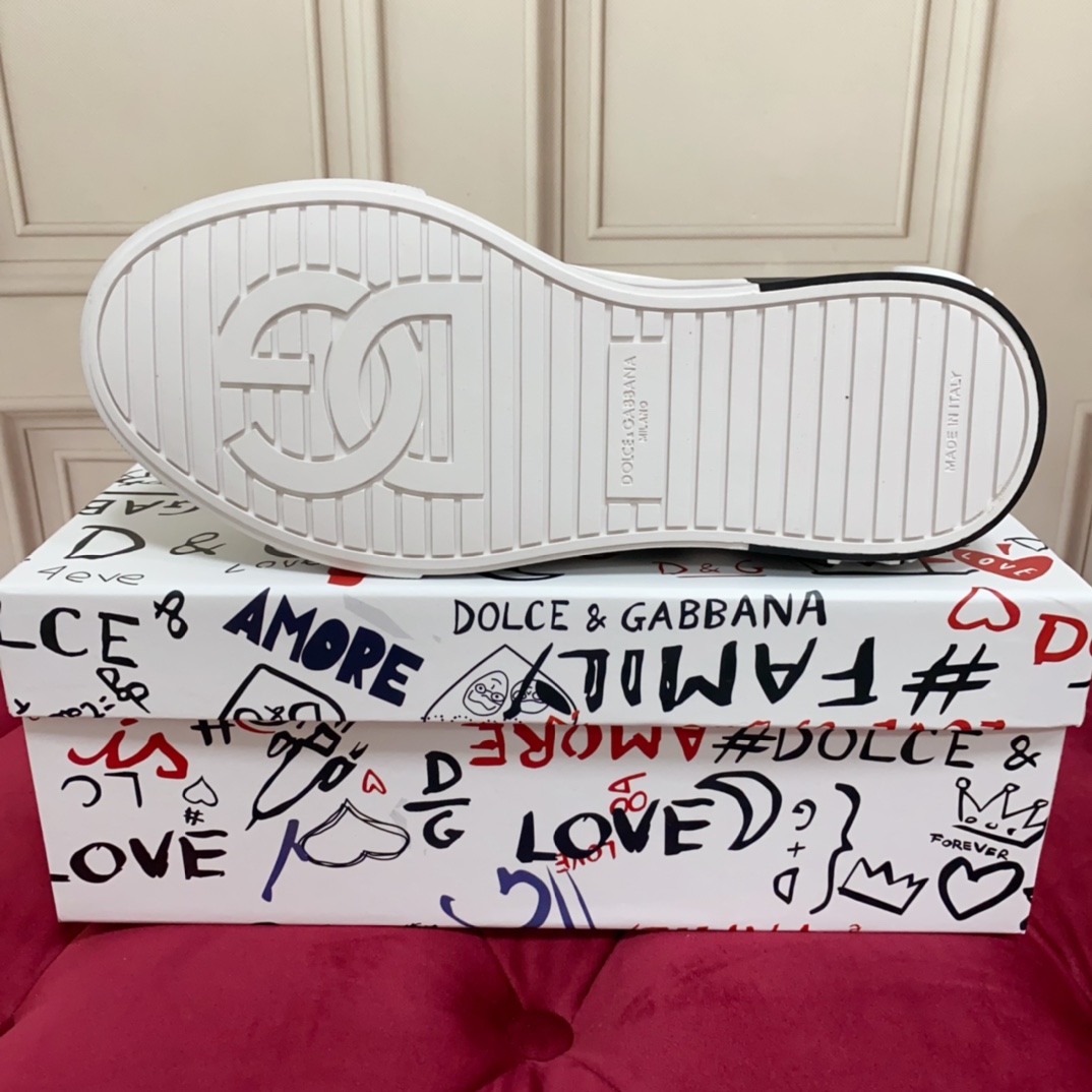 Dolce & Gabbana Portofino Vintage Calfskin Sneakers - FashionPlug