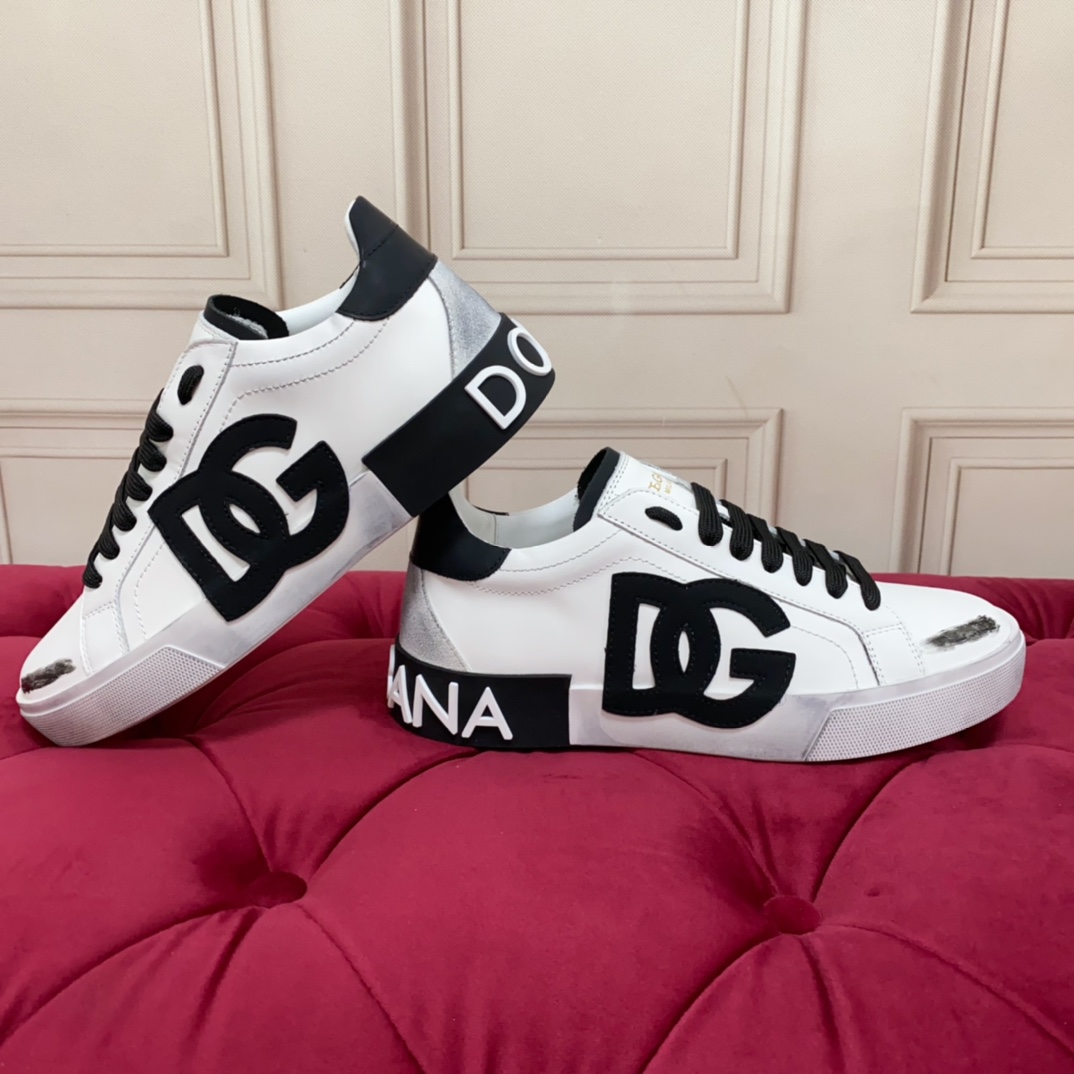 Dolce & Gabbana Portofino Vintage Calfskin Sneakers - FashionPlug