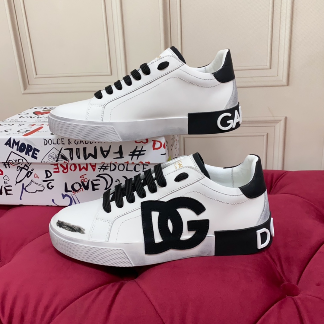 Dolce & Gabbana Portofino Vintage Calfskin Sneakers - FashionPlug