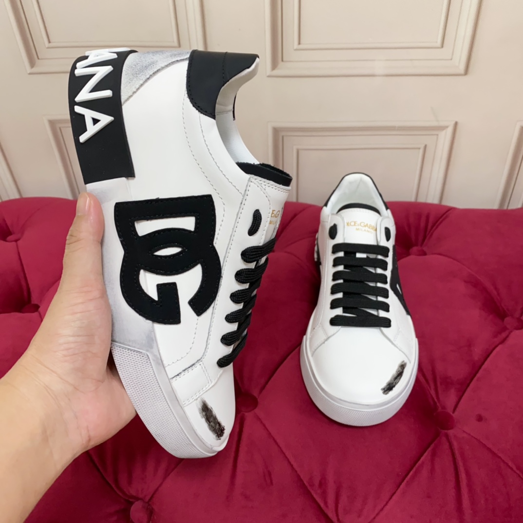 Dolce & Gabbana Portofino Vintage Calfskin Sneakers - FashionPlug