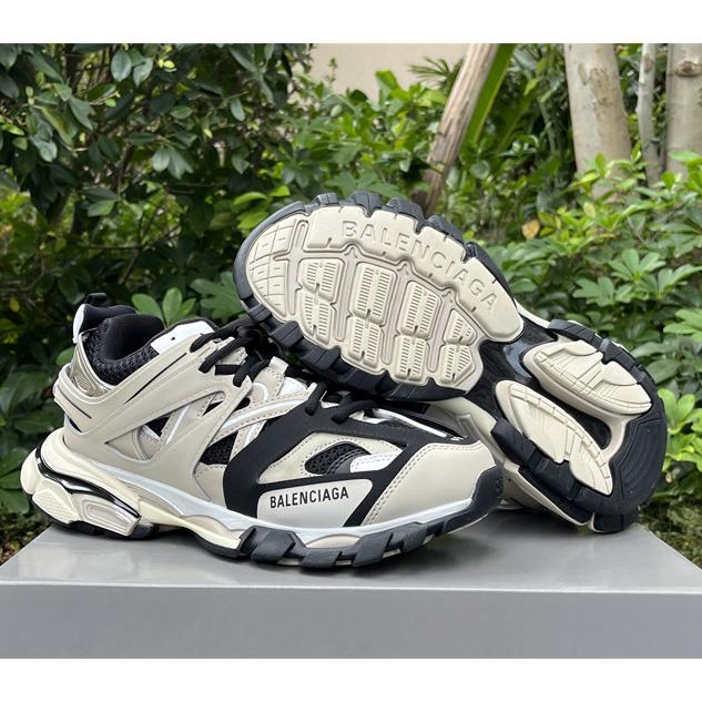 Balenciaga Track Sneaker In Beige And Black Mesh And Nylon - FashionPlug