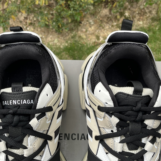 Balenciaga Track Sneaker In Beige And Black Mesh And Nylon - FashionPlug