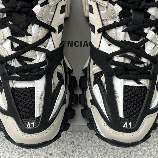 Balenciaga Track Sneaker In Beige And Black Mesh And Nylon - FashionPlug