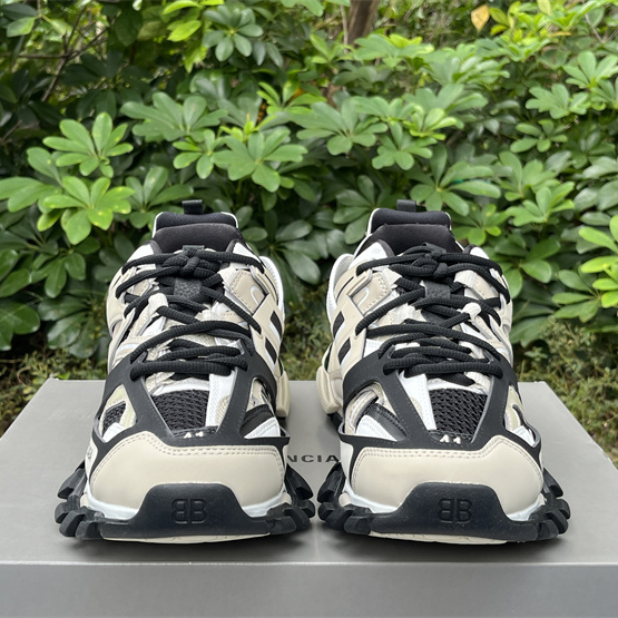 Balenciaga Track Sneaker In Beige And Black Mesh And Nylon - FashionPlug