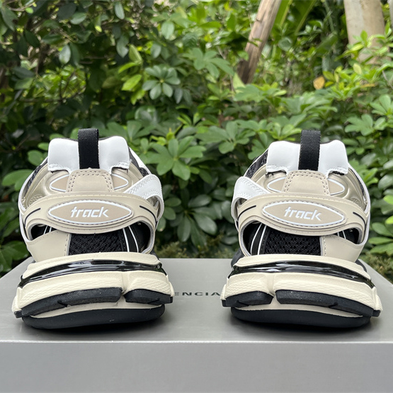 Balenciaga Track Sneaker In Beige And Black Mesh And Nylon - FashionPlug