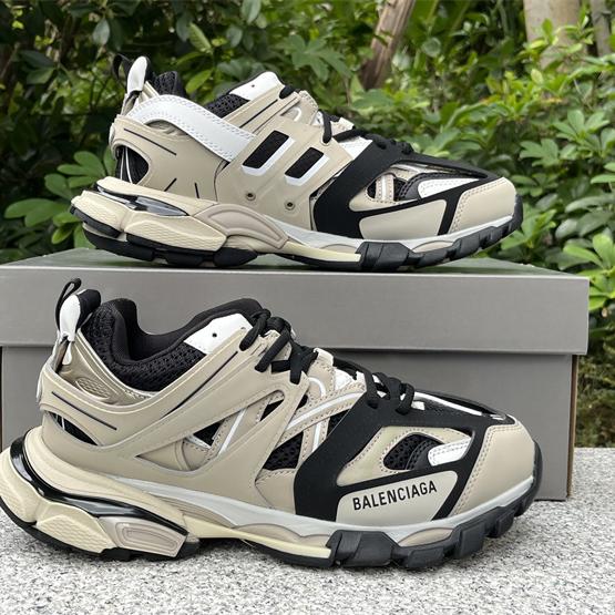 Balenciaga Track Sneaker In Beige And Black Mesh And Nylon - FashionPlug
