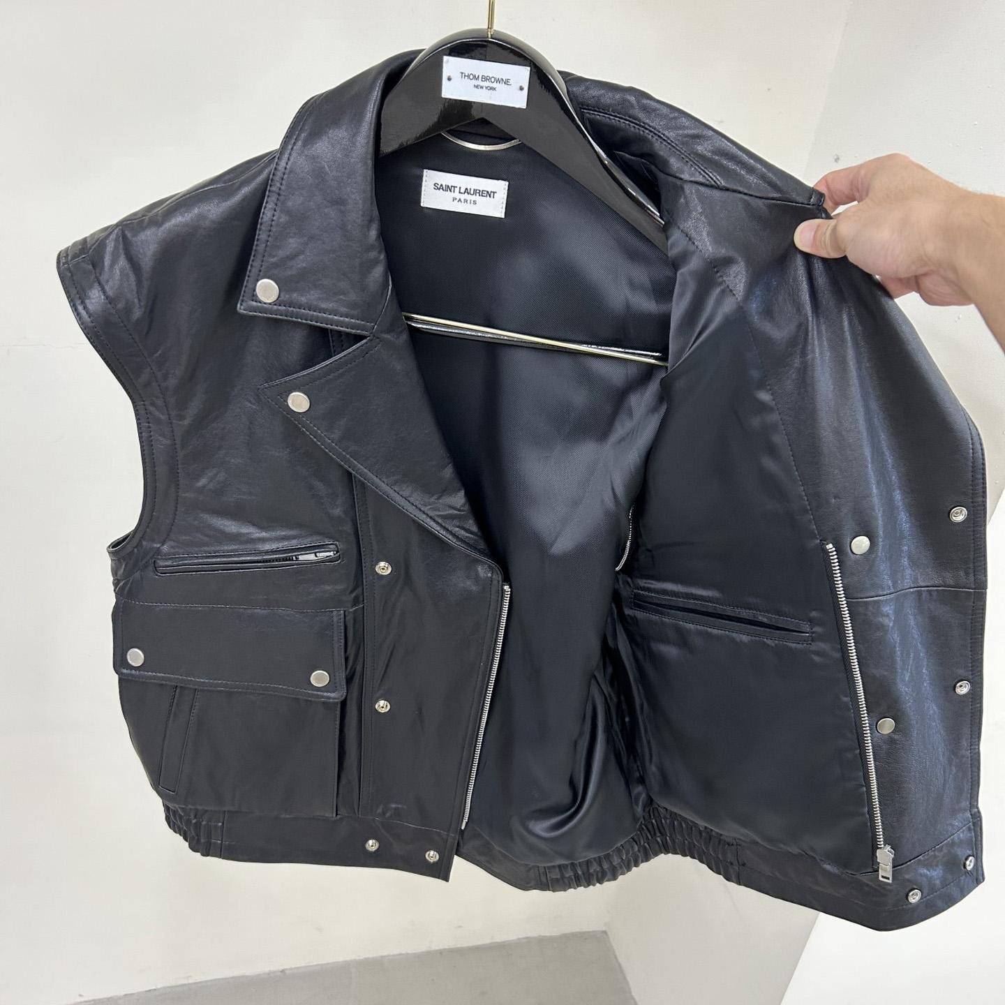 Saint Laurent Biker Jacket In Vintage Crinkled Lambskin - FashionPlug