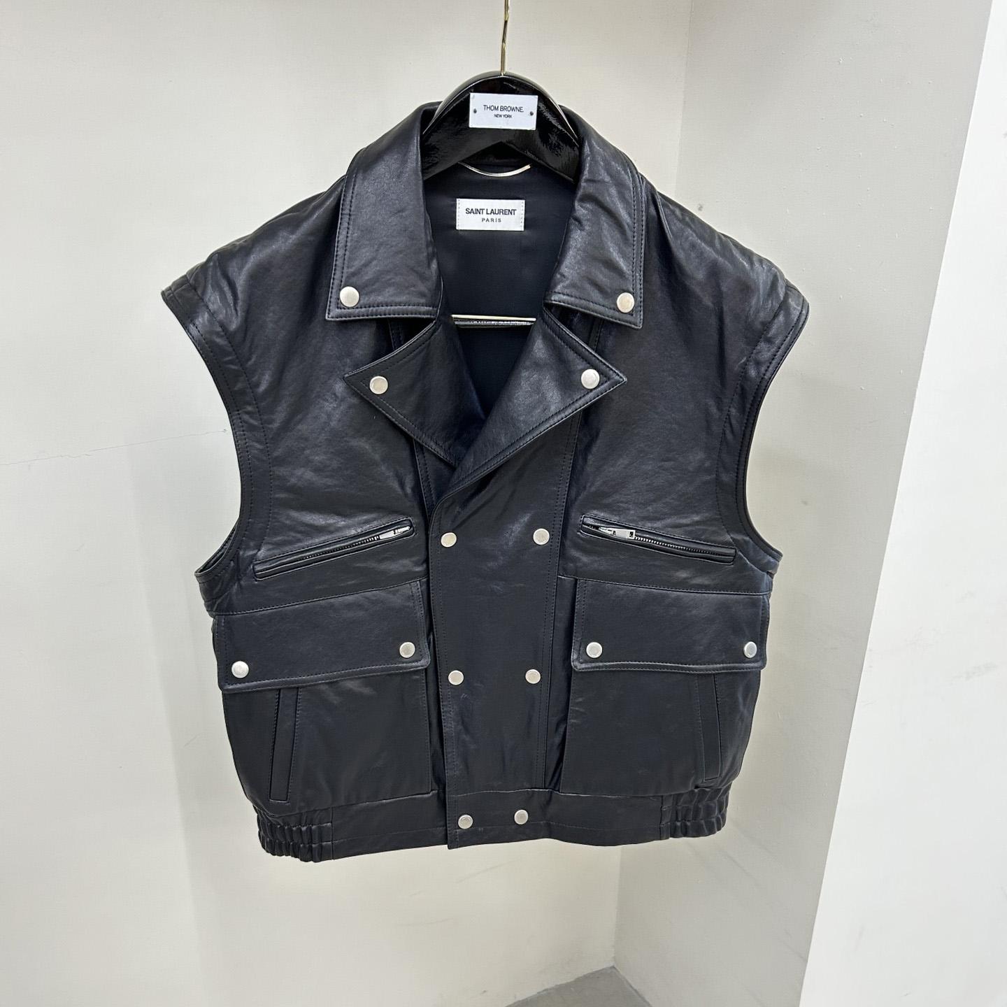 Saint Laurent Biker Jacket In Vintage Crinkled Lambskin - FashionPlug
