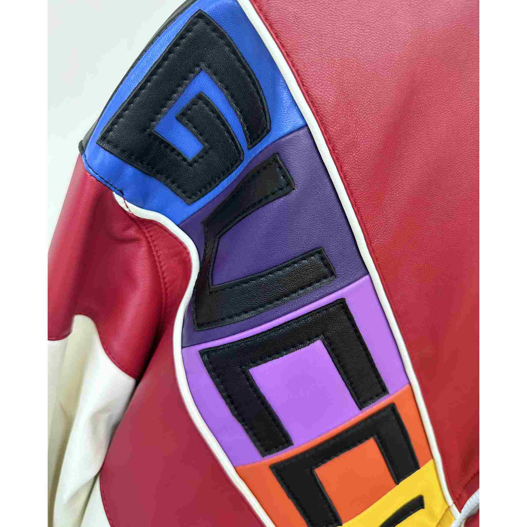 Gucci Leather Bomber Jacket With Gucci Lettering - FashionPlug