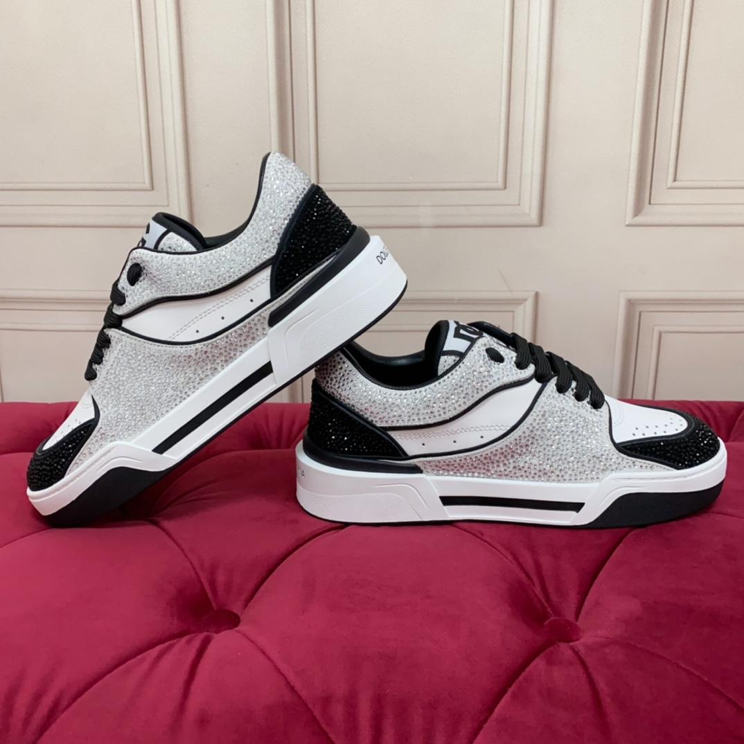 Dolce & Gabbana Crystal-embellished Leather Sneakers - FashionPlug