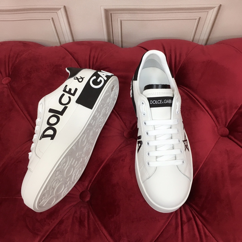 Dolce & Gabbana White Portofino Stars Sneakers - FashionPlug