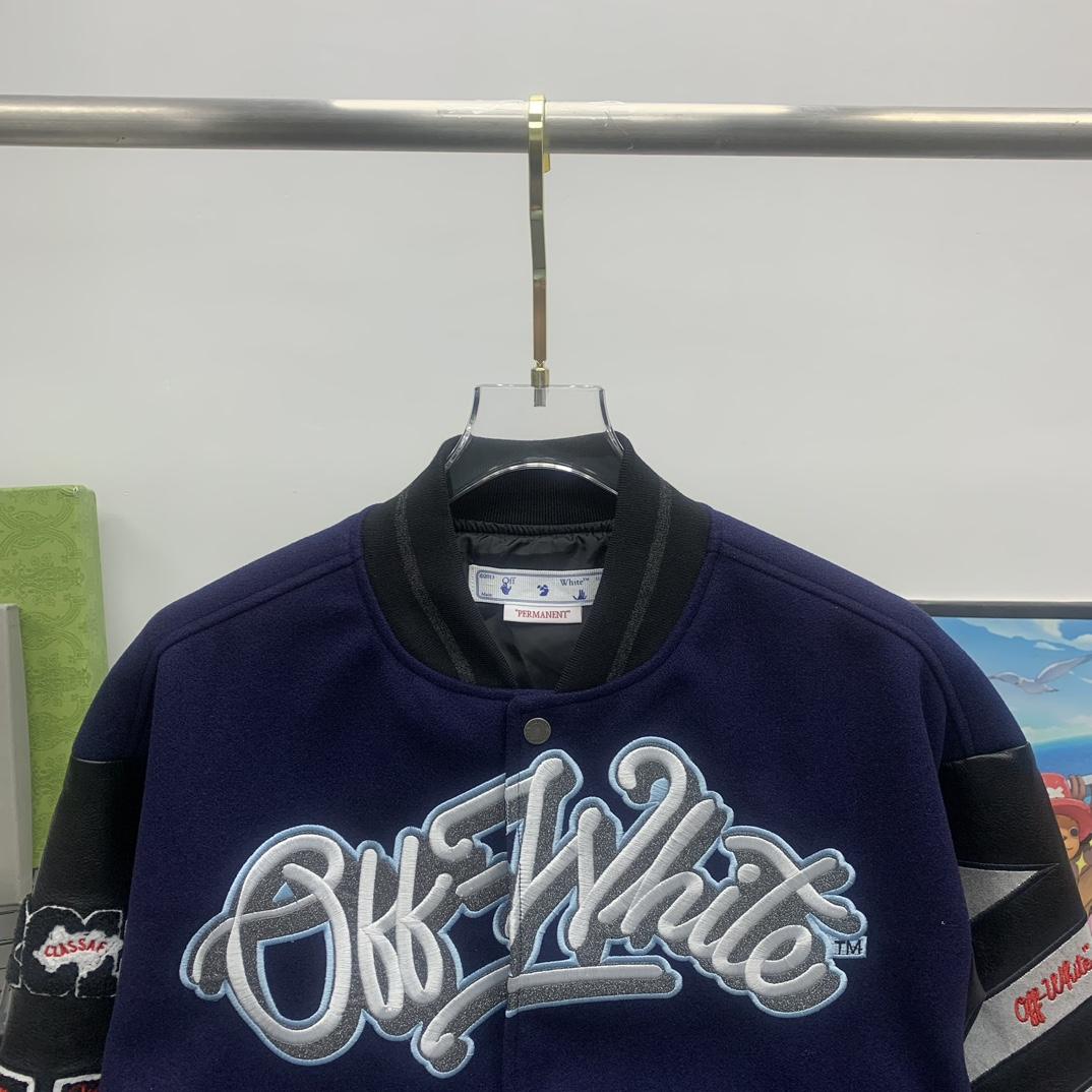 Off White C/O Chicago Bulls Varsity Jacket - FashionPlug