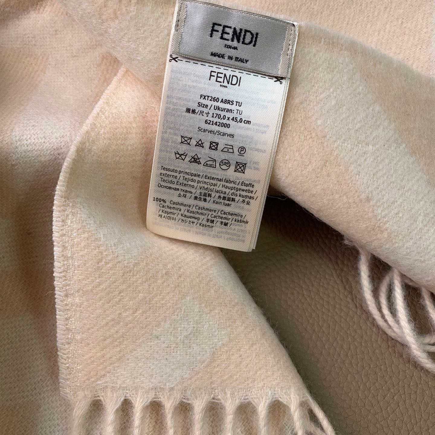 Fendi Pale Pink Cashmere Scarf - FashionPlug