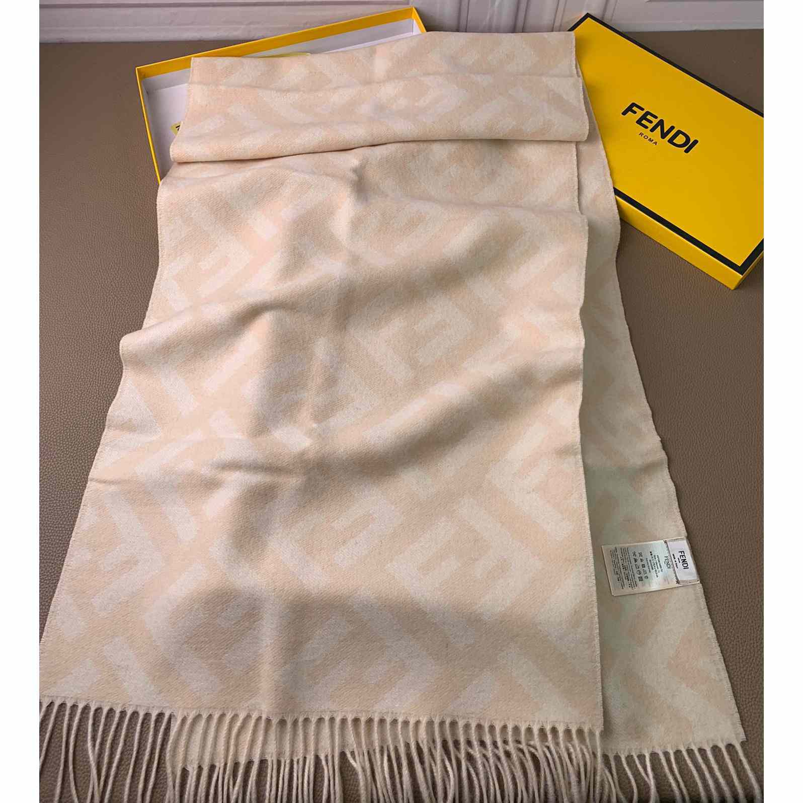 Fendi Pale Pink Cashmere Scarf - FashionPlug