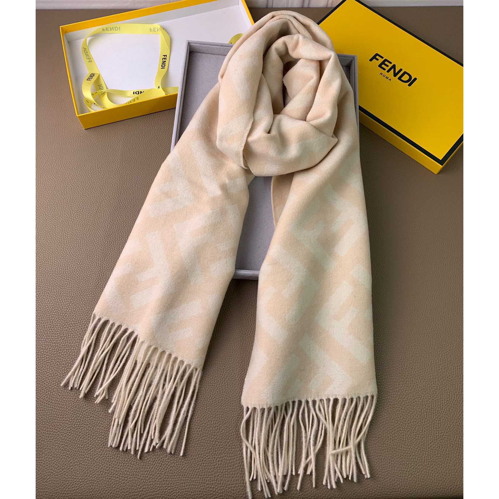 Fendi Pale Pink Cashmere Scarf - FashionPlug