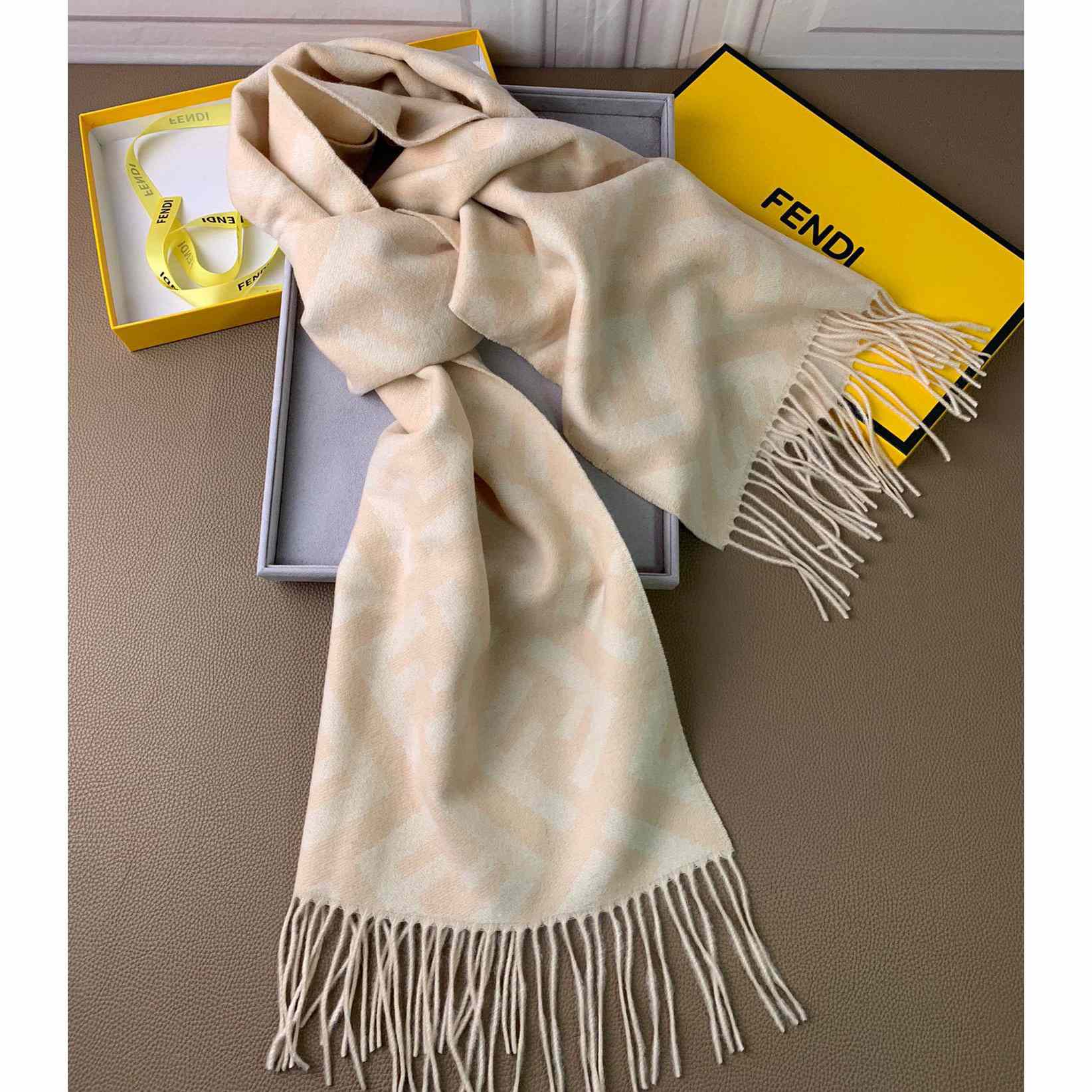 Fendi Pale Pink Cashmere Scarf - FashionPlug