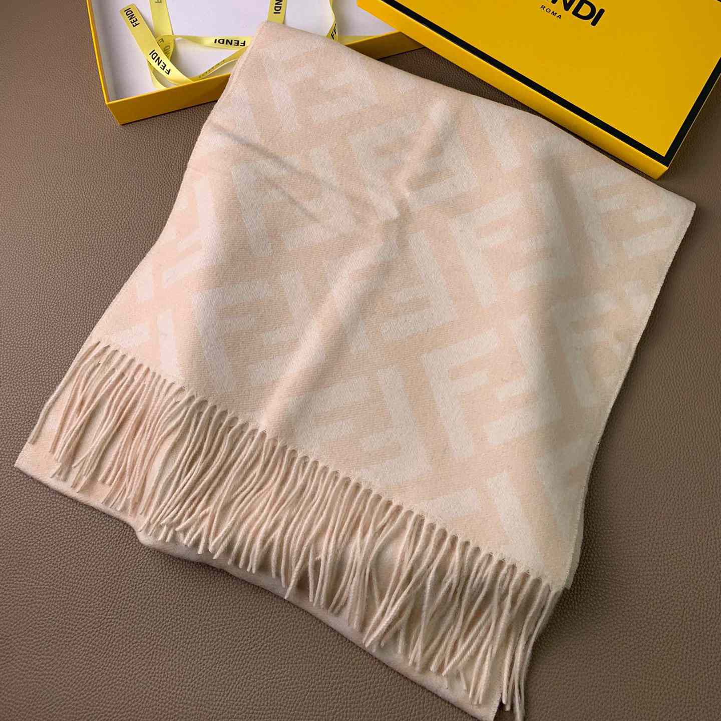 Fendi Pale Pink Cashmere Scarf - FashionPlug