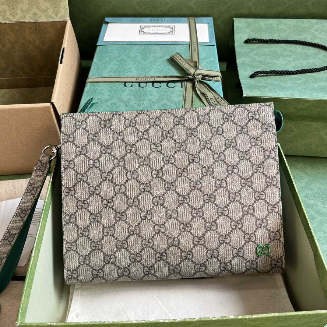 Gucci Pouch With GG Detail (18x 26x 6cm) - FashionPlug