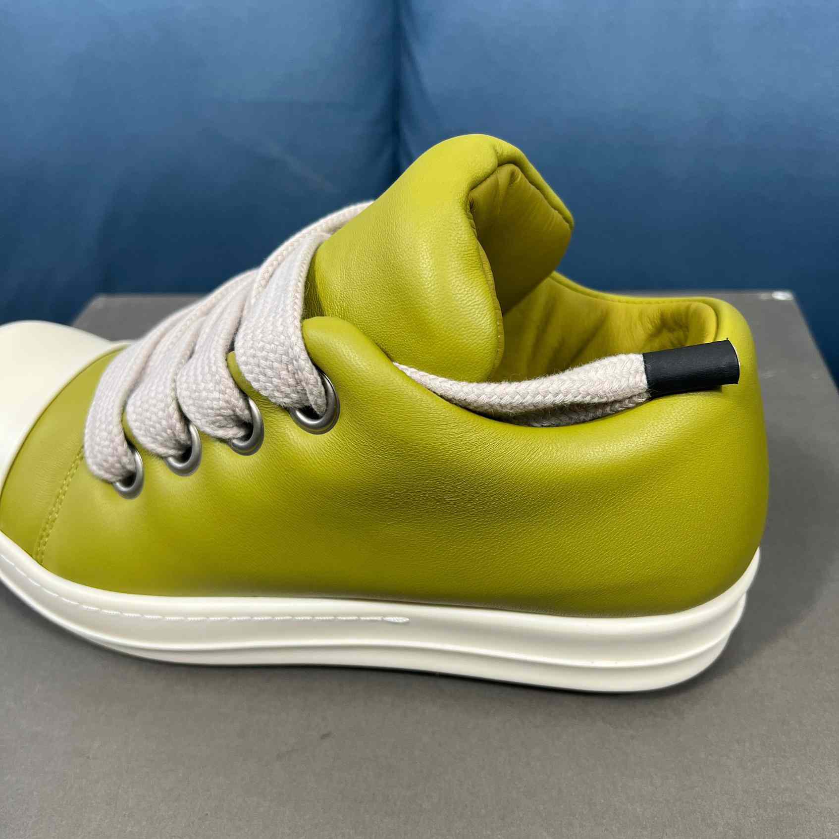 Rick Owens Green Jumbo Lace Padded Low-top Sneakers - FashionPlug