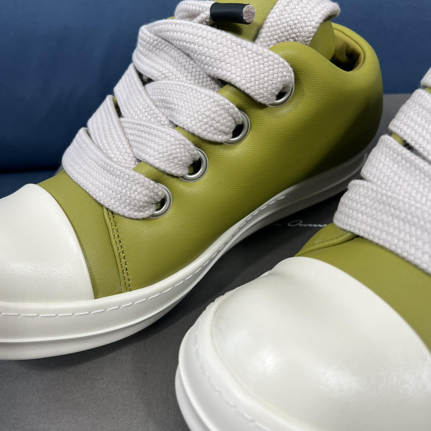 Rick Owens Green Jumbo Lace Padded Low-top Sneakers - FashionPlug