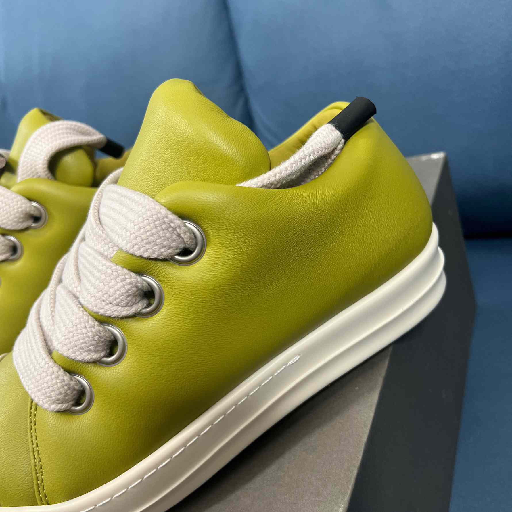 Rick Owens Green Jumbo Lace Padded Low-top Sneakers - FashionPlug