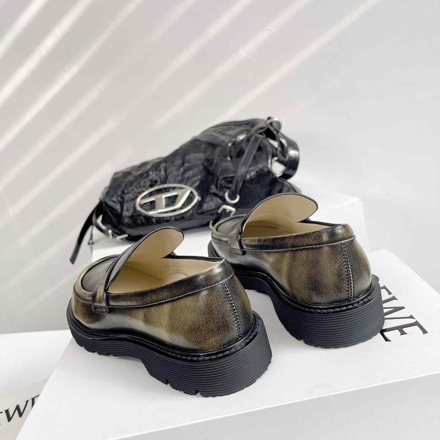 Loewe Blaze Loafer In Bicolour Brushed-off Calfskin - FashionPlug