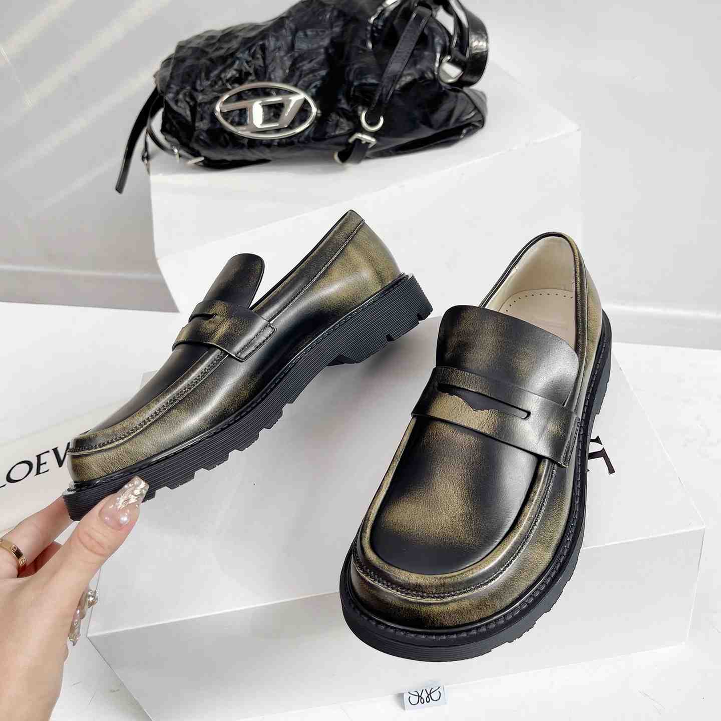 Loewe Blaze Loafer In Bicolour Brushed-off Calfskin - FashionPlug