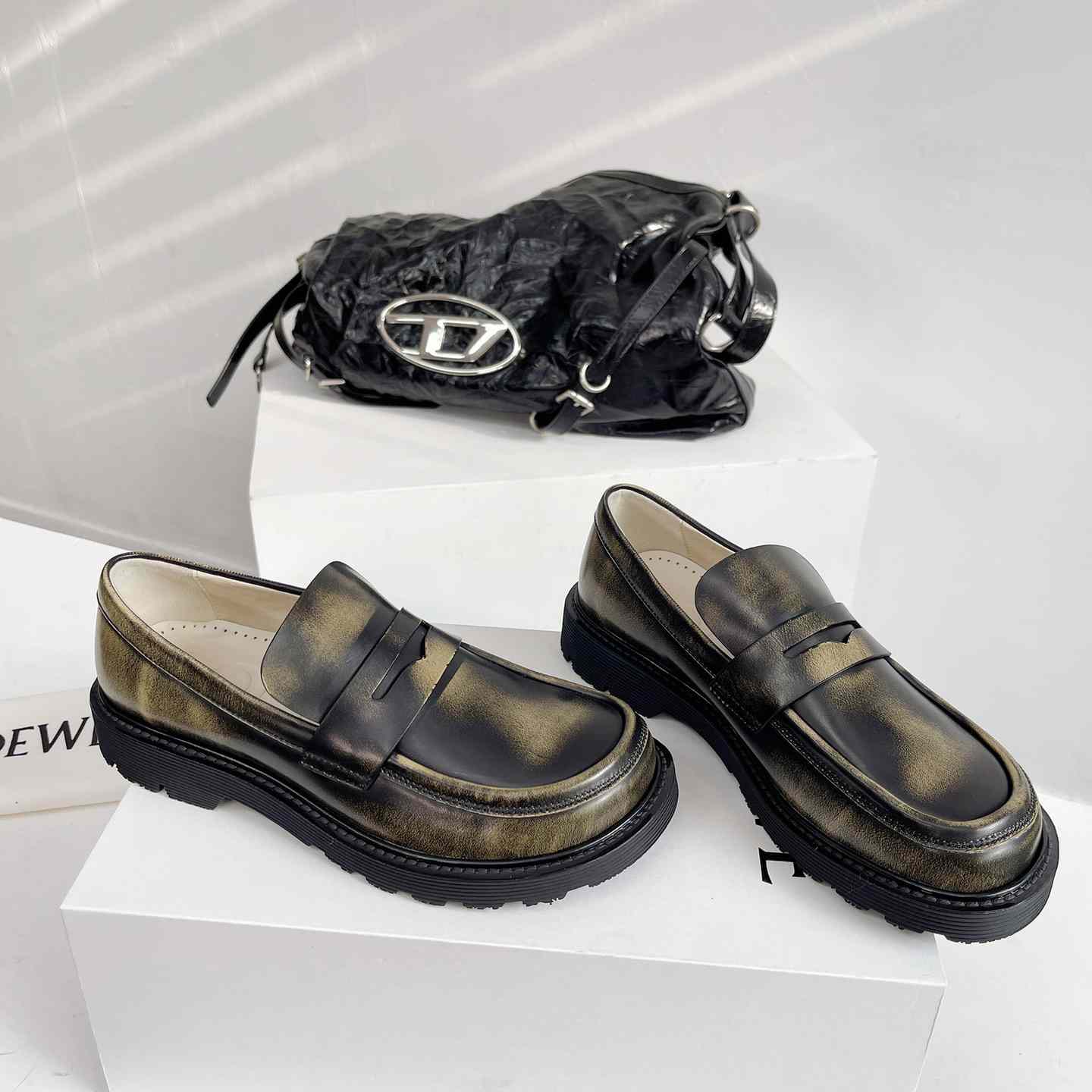 Loewe Blaze Loafer In Bicolour Brushed-off Calfskin - FashionPlug