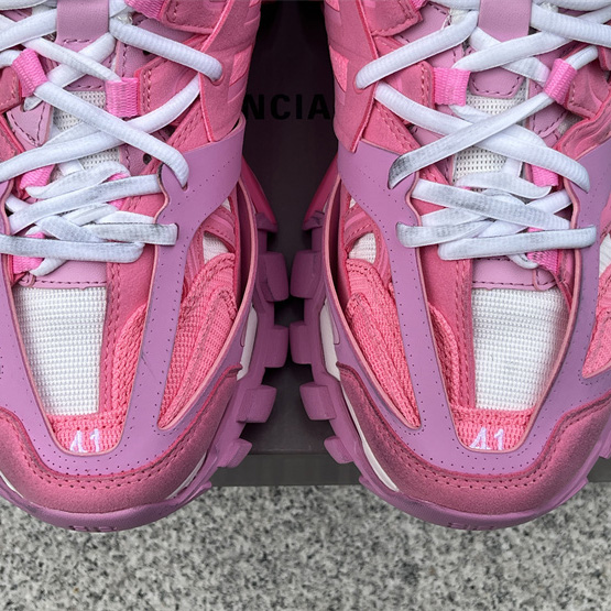 Balenciaga Track Sneaker In Pink Mesh And Suede-like Fabric - FashionPlug